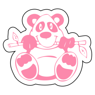 Funny Panda Eating Bamboo Sticker (Pink)